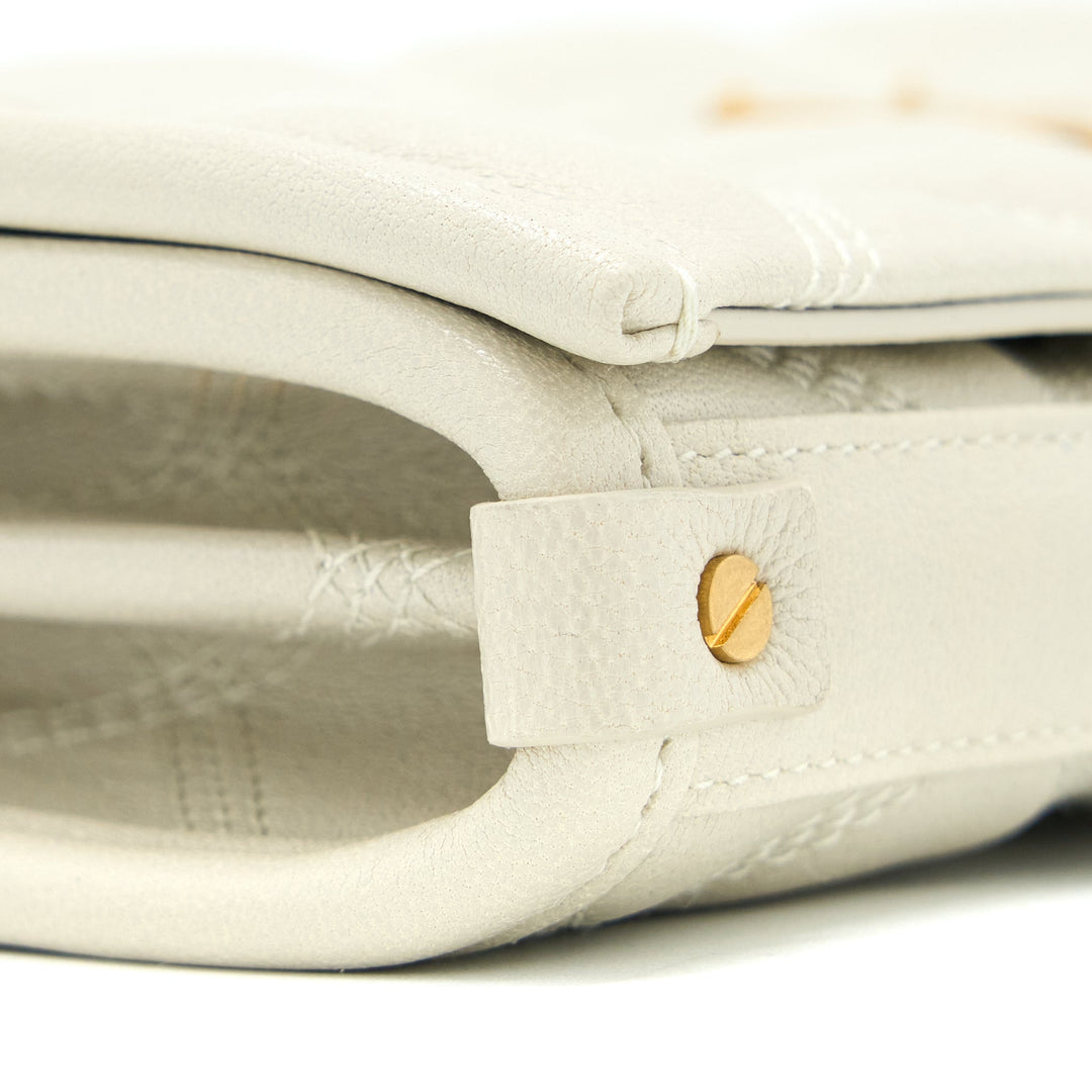 Saint Laurent Becky Quilted Chain Bag White GHW