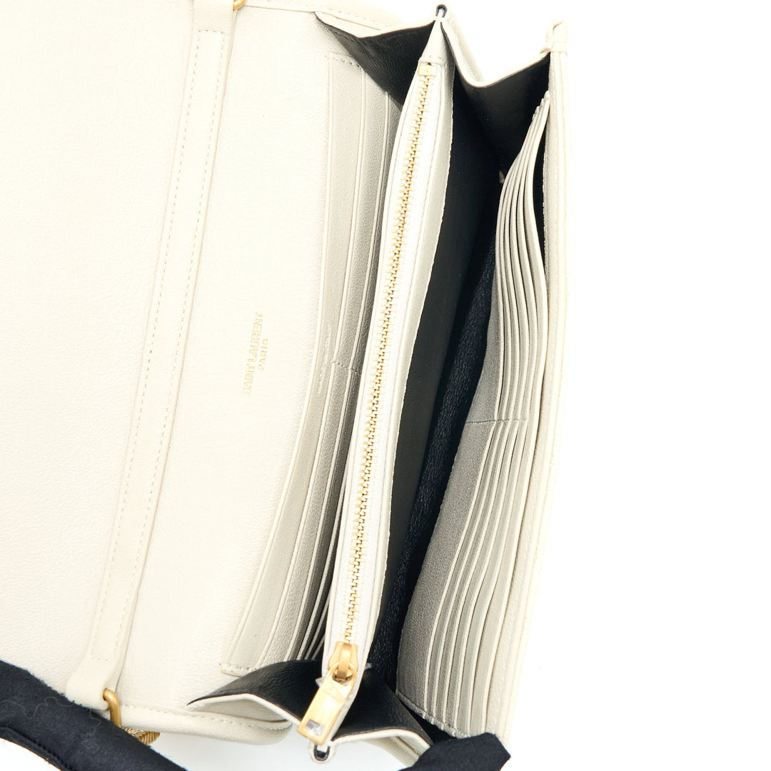 Saint Laurent Becky Quilted Chain Bag White GHW