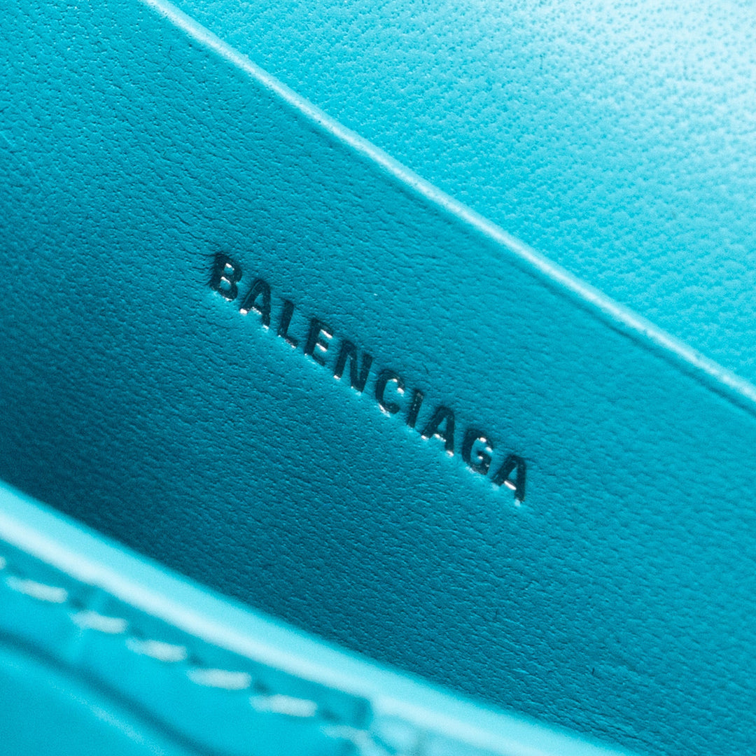 Top Quality Balenciaga Mini Hourglass embossed calfskin blue SHW