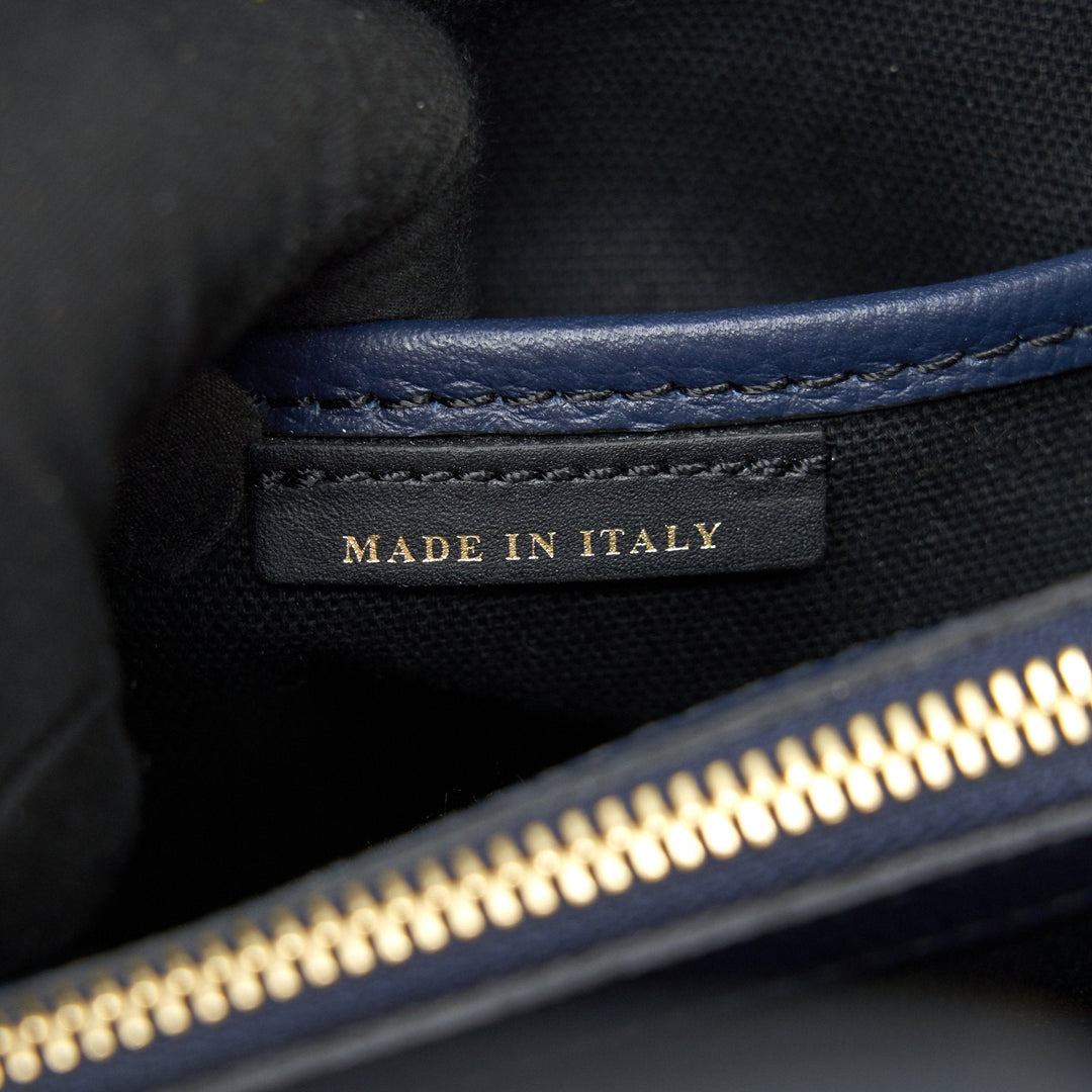 Burberry Leather/ Canvas Tote Bag Navy GHW