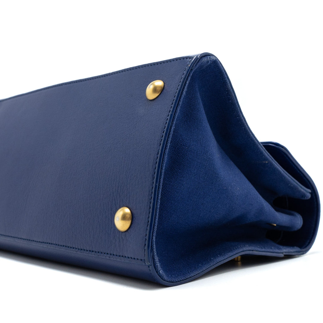 Saint Laurent/YSL Muse Two Tote Bag Calfskin Blue GHW