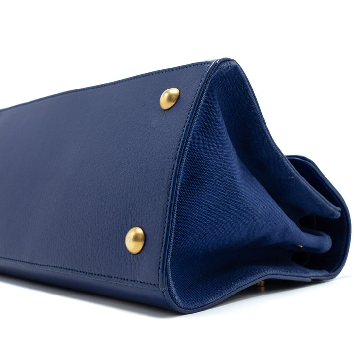 Saint Laurent/YSL Muse Two Tote Bag Calfskin Blue GHW