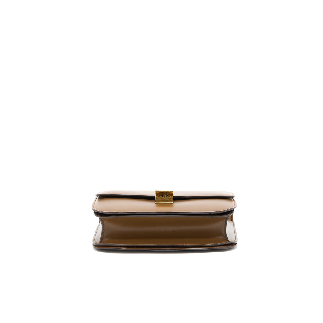 Celine Medium Classic Box Bag Calfskin Caramel Brushed