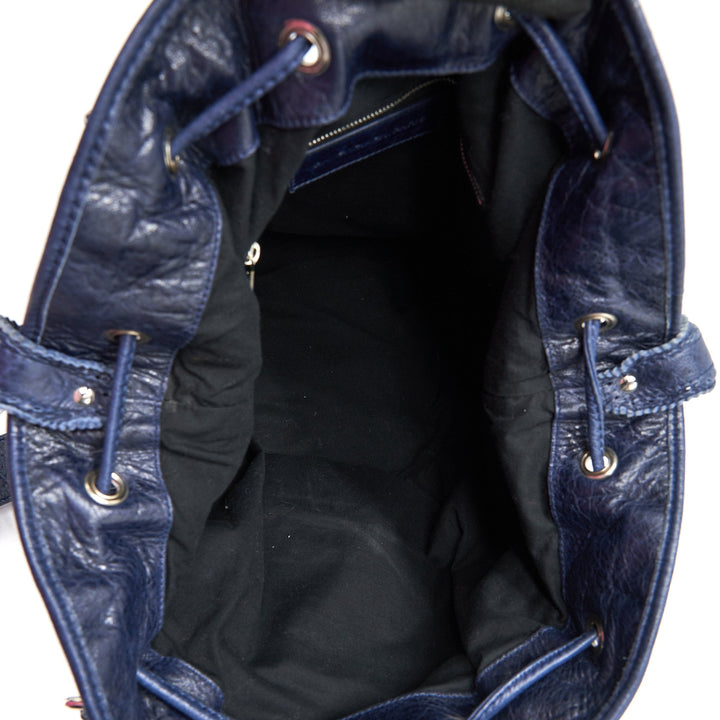 Top Quality Balenciaga Giant Pompon Bucket Bag Navy
