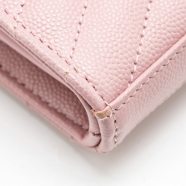 Saint Laurent / YSL Cassandre Matelasse Wallet on Chain Grained Calfskin PInk GHW