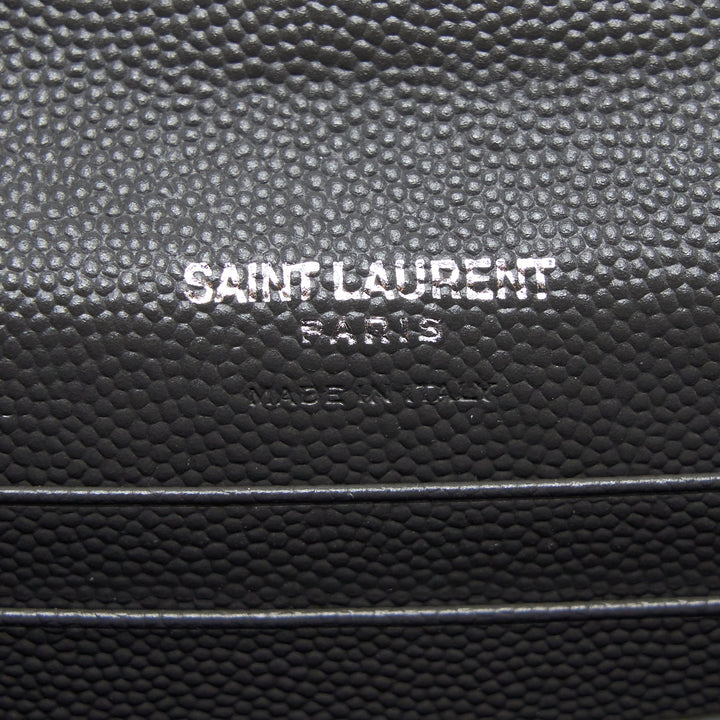 Saint Laurent Small Flap Wallet Grained Calfskin Grey/White SHW