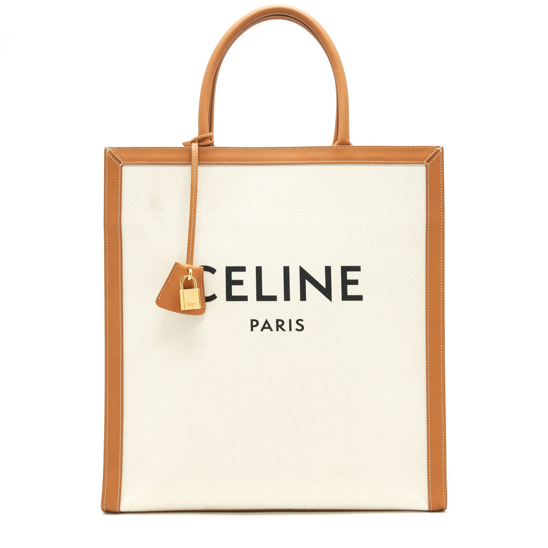 Top Quality Celine small Vertical Cabas Canvas with Top Quality Celine print and calfskin
