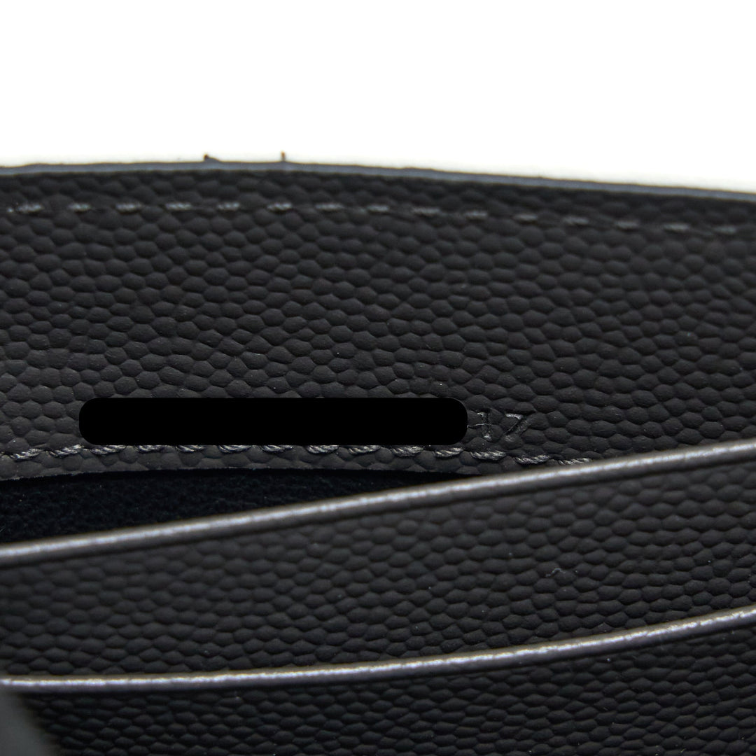 Saint Laurent Small Flap Wallet Grained Calfskin Grey/White SHW