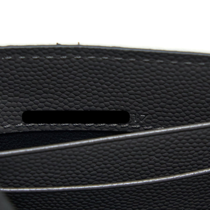 Saint Laurent Small Flap Wallet Grained Calfskin Grey/White SHW