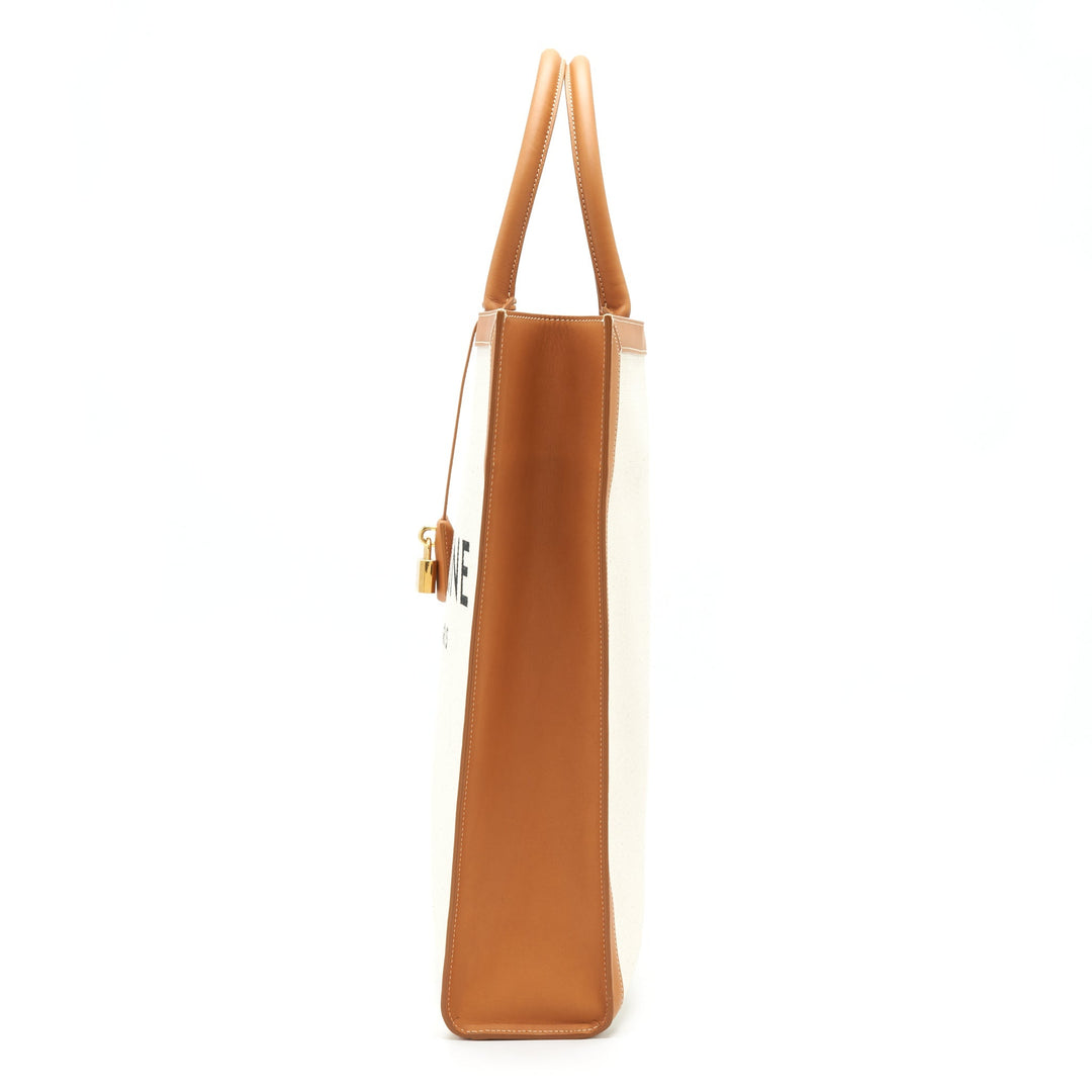 Celine small Vertical Cabas Canvas with Celine print and calfskin