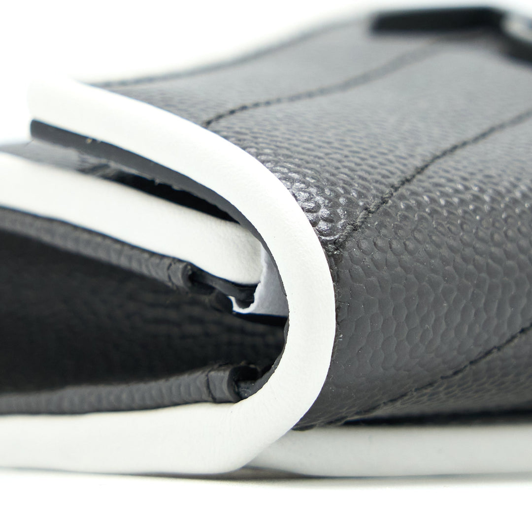 Saint Laurent Small Flap Wallet Grained Calfskin Grey/White SHW