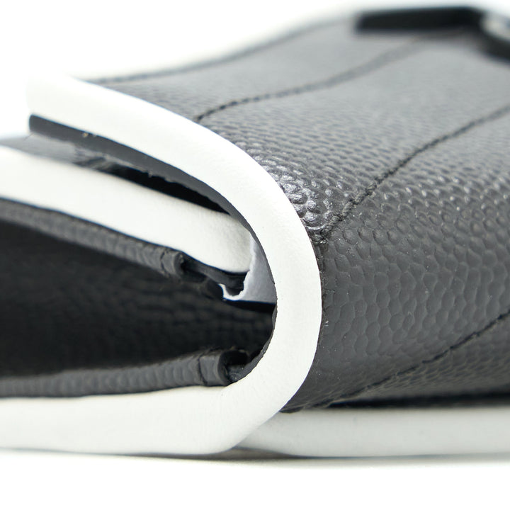 Saint Laurent Small Flap Wallet Grained Calfskin Grey/White SHW