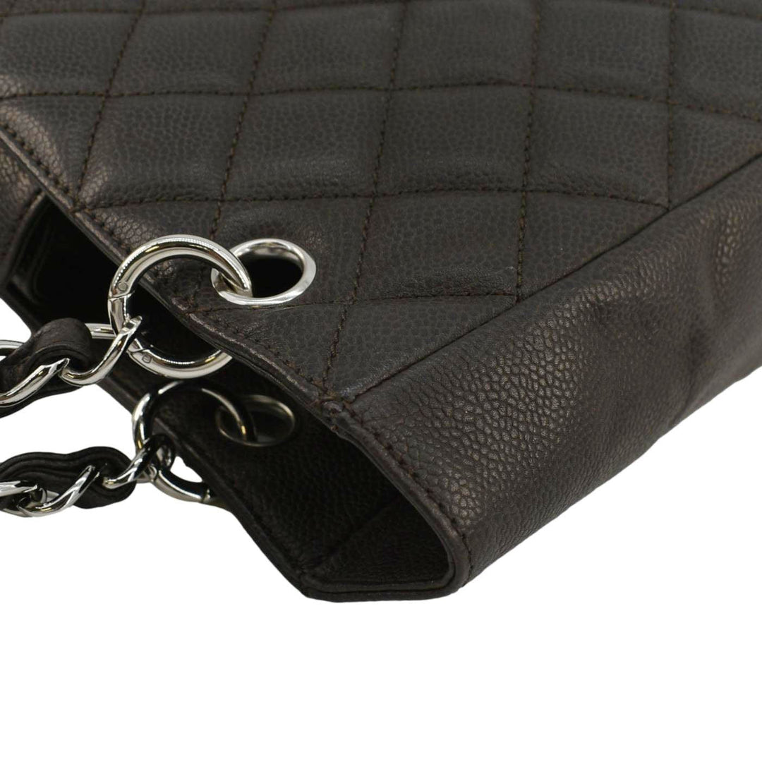 Top Quality Chanel Petite Quilted Caviar Leather Shopping Tote Shoulder Bag Dark Brown