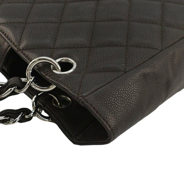 Top Quality Chanel Petite Quilted Caviar Leather Shopping Tote Shoulder Bag Dark Brown