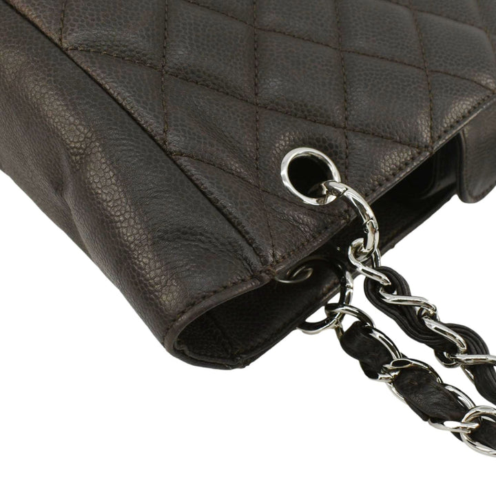 Top Quality Chanel Petite Quilted Caviar Leather Shopping Tote Shoulder Bag Dark Brown