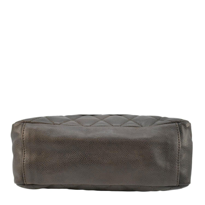 Top Quality Chanel Petite Quilted Caviar Leather Shopping Tote Shoulder Bag Dark Brown