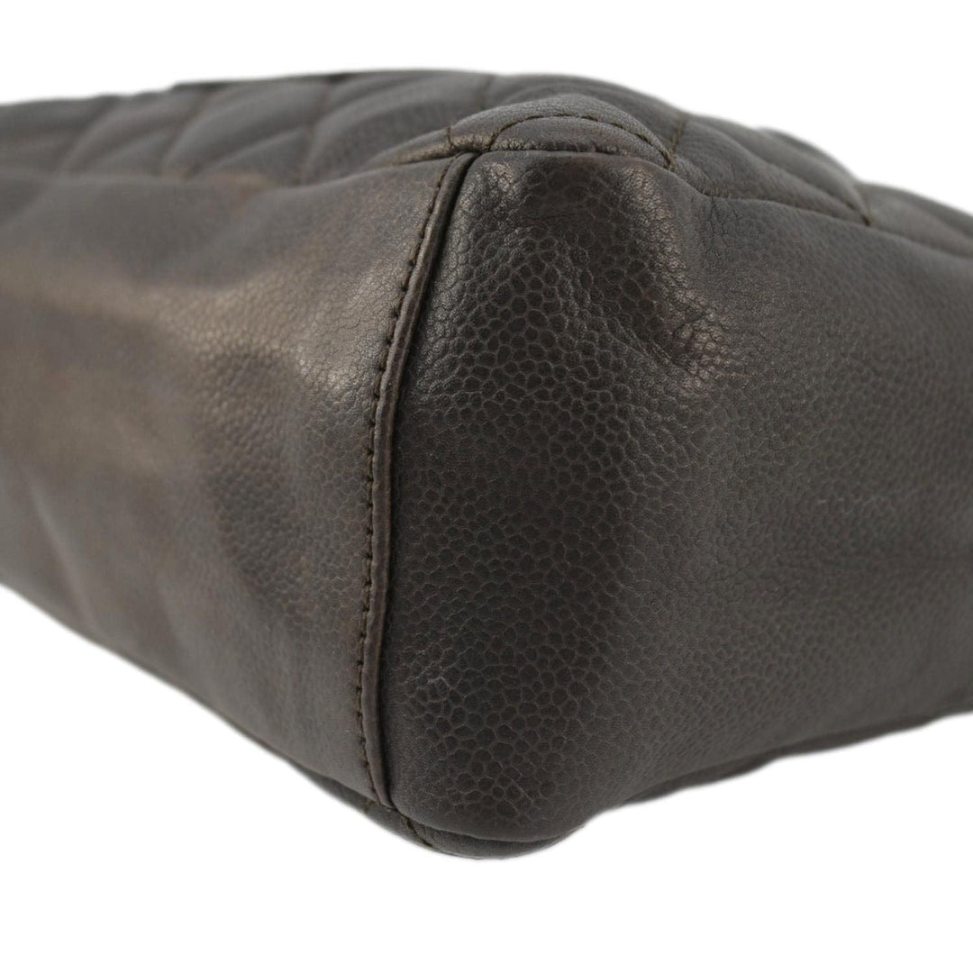 Top Quality Chanel Petite Quilted Caviar Leather Shopping Tote Shoulder Bag Dark Brown