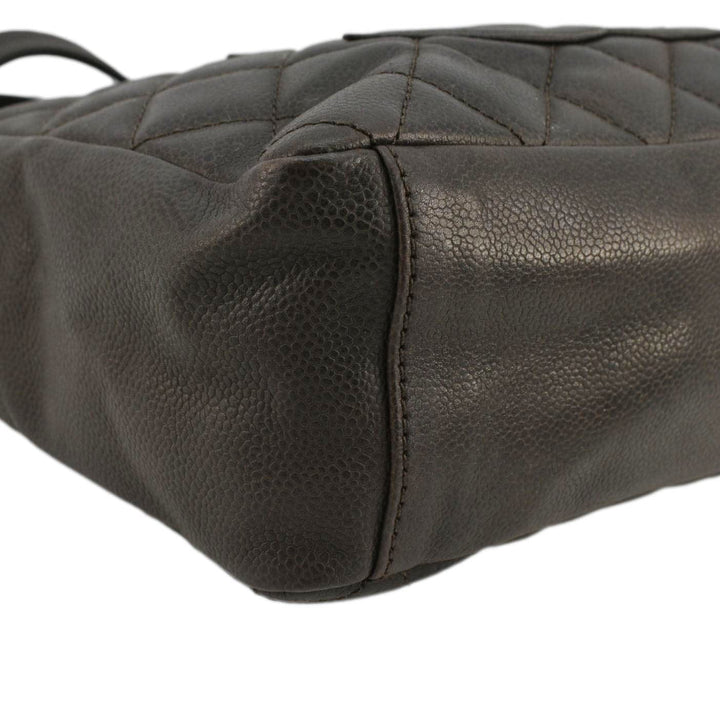 Top Quality Chanel Petite Quilted Caviar Leather Shopping Tote Shoulder Bag Dark Brown
