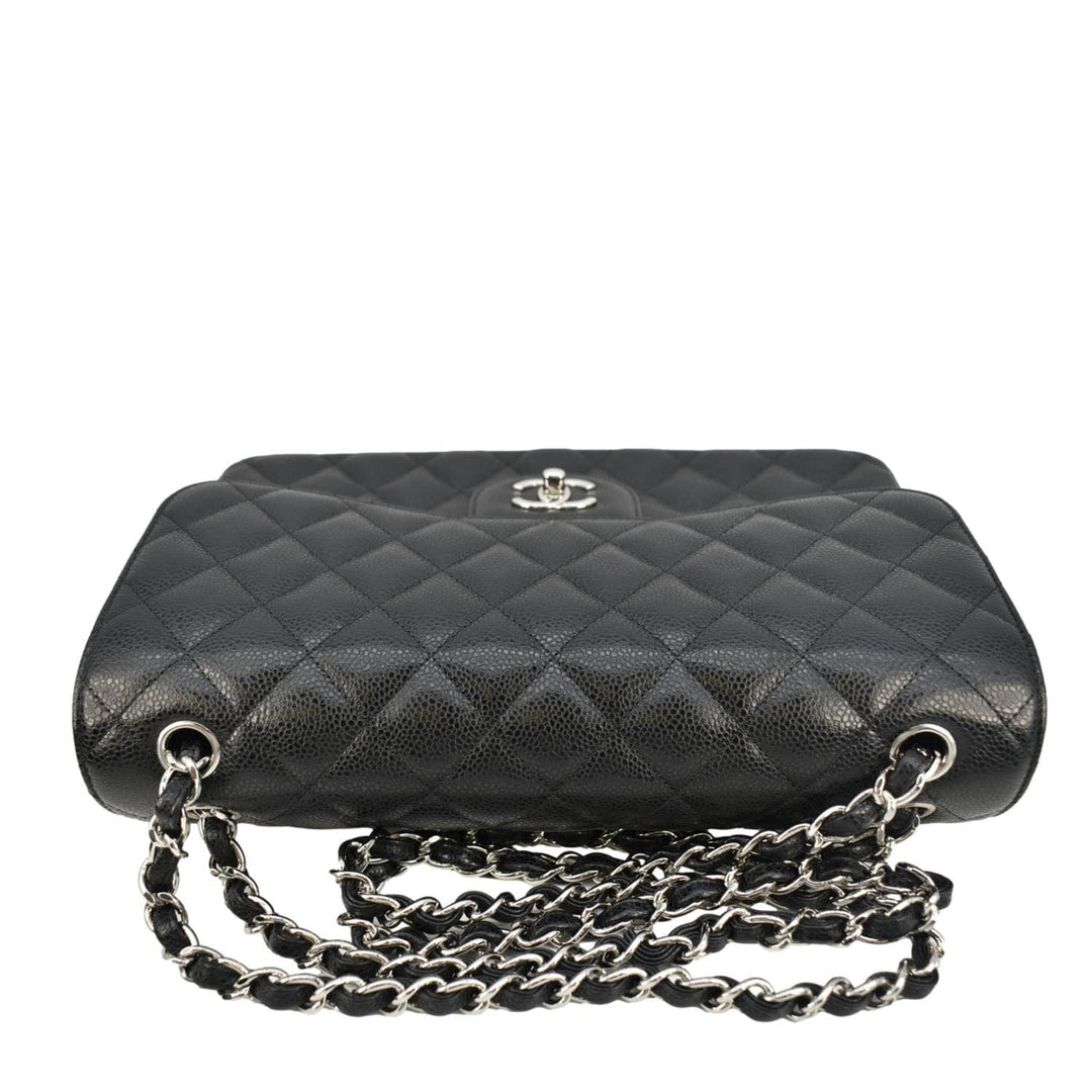 Top Quality Chanel Jumbo Classic Double Flap Quilted Caviar Leather Shoulder Bag Black