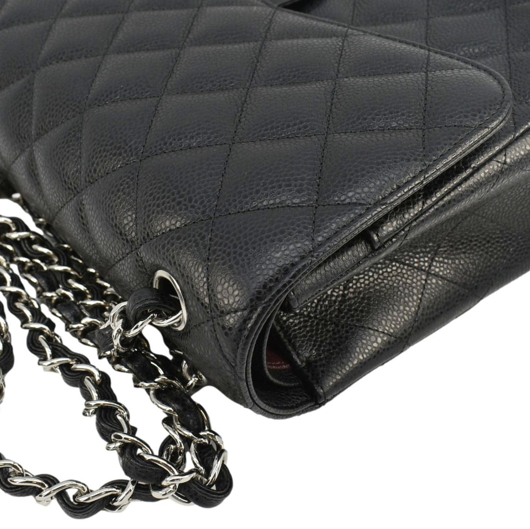 Top Quality Chanel Jumbo Classic Double Flap Quilted Caviar Leather Shoulder Bag Black