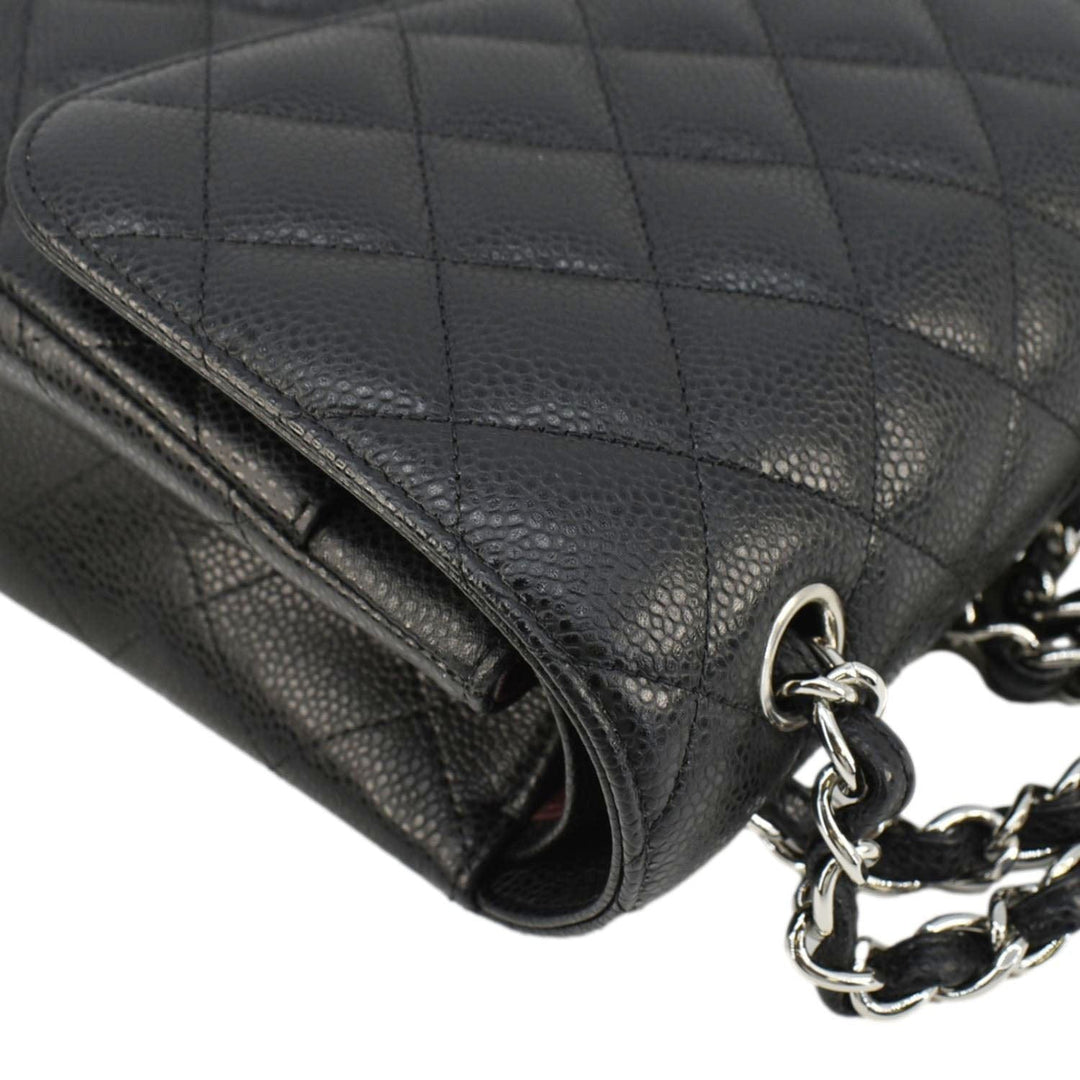 Top Quality Chanel Jumbo Classic Double Flap Quilted Caviar Leather Shoulder Bag Black