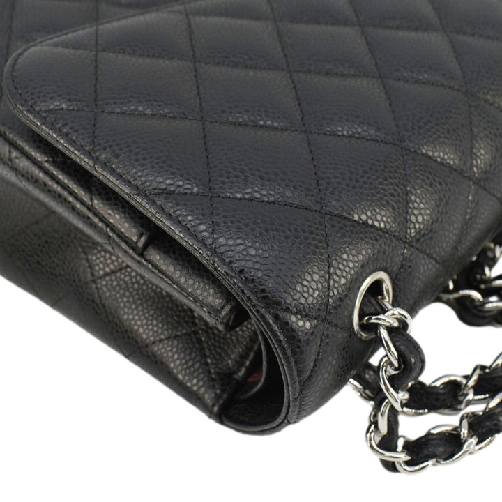 Top Quality Chanel Jumbo Classic Double Flap Quilted Caviar Leather Shoulder Bag Black