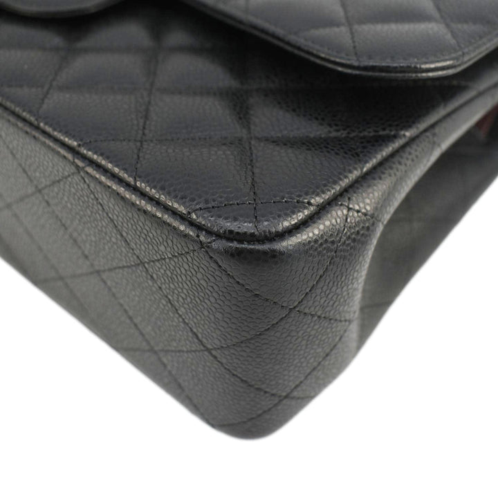 Top Quality Chanel Jumbo Classic Double Flap Quilted Caviar Leather Shoulder Bag Black