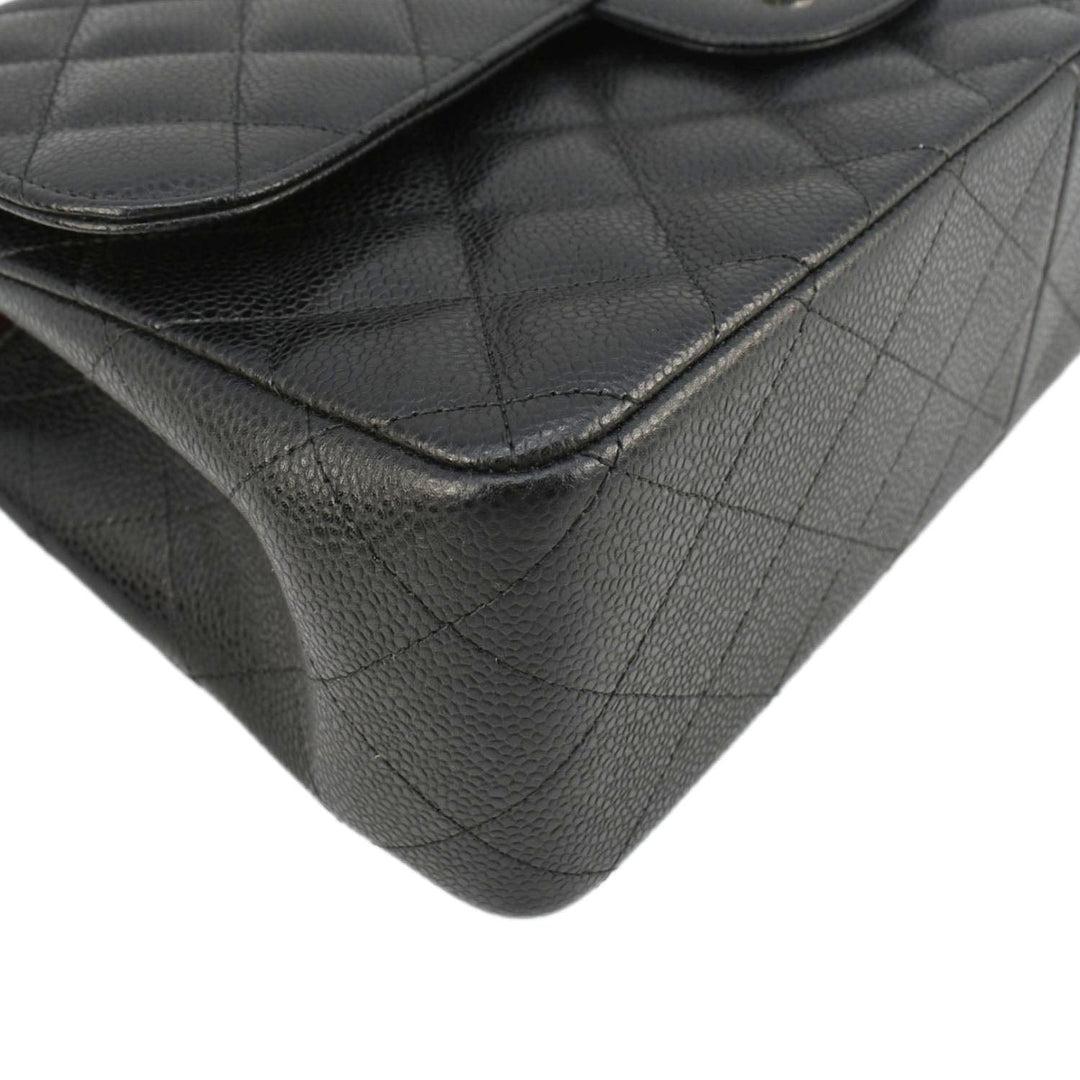 Top Quality Chanel Jumbo Classic Double Flap Quilted Caviar Leather Shoulder Bag Black