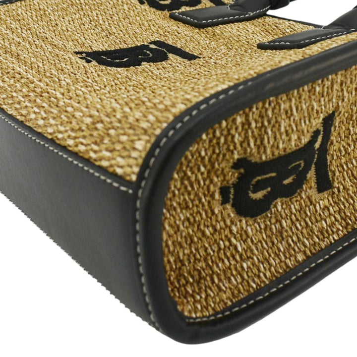 Burberry Freya Mini Raffia Tote Shoulder Bag Black