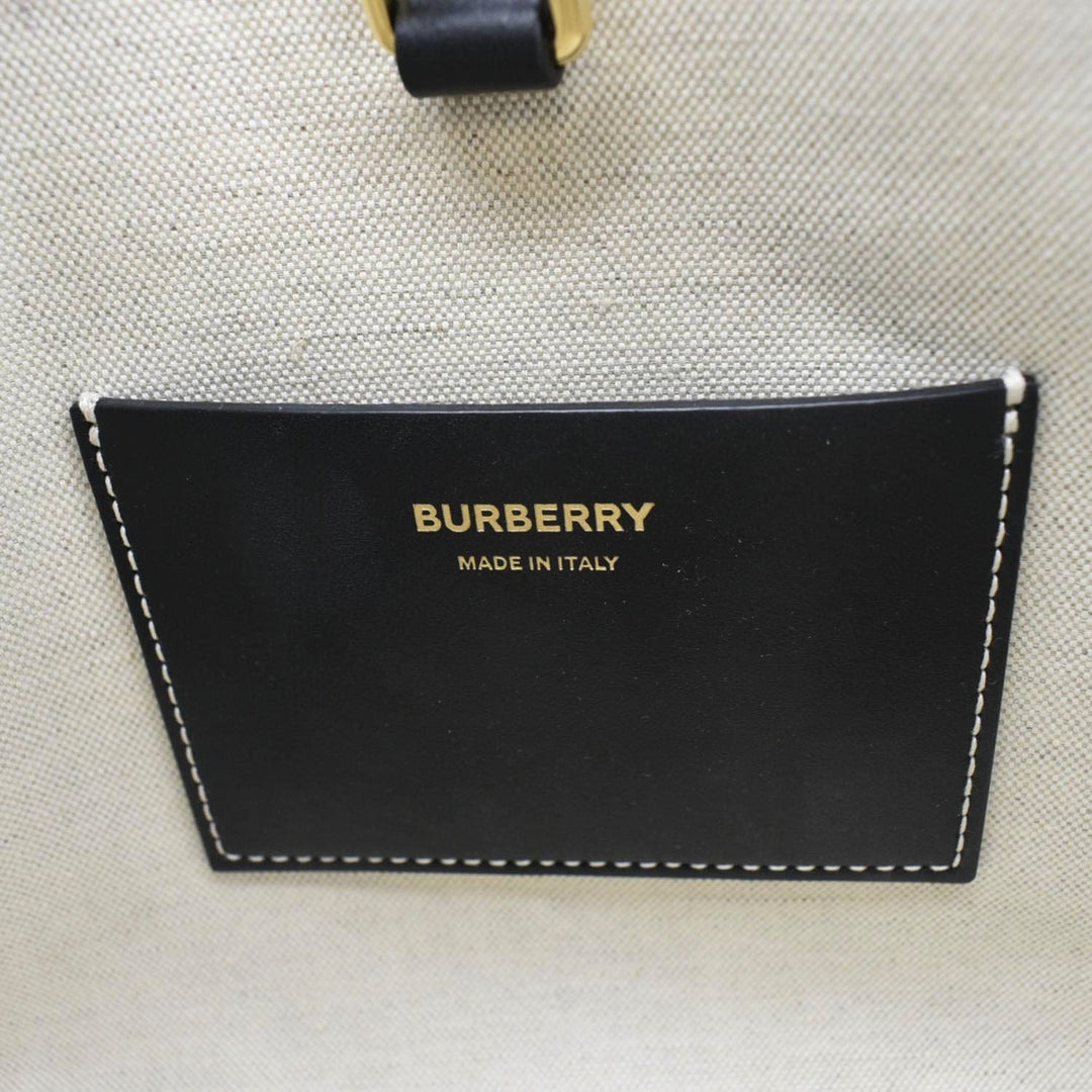 Burberry Freya Mini Raffia Tote Shoulder Bag Black
