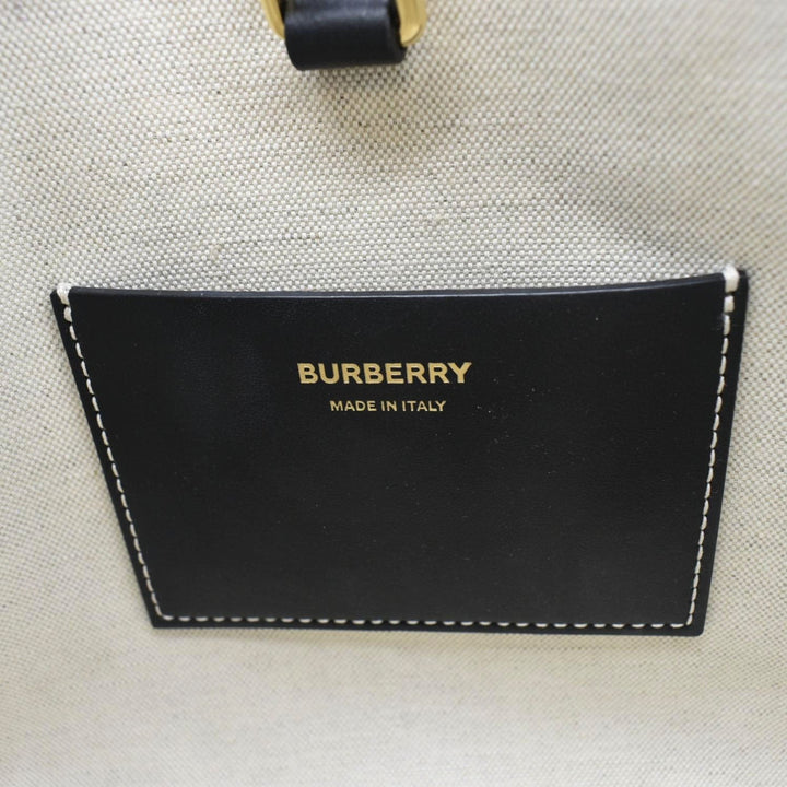 Burberry Freya Mini Raffia Tote Shoulder Bag Black