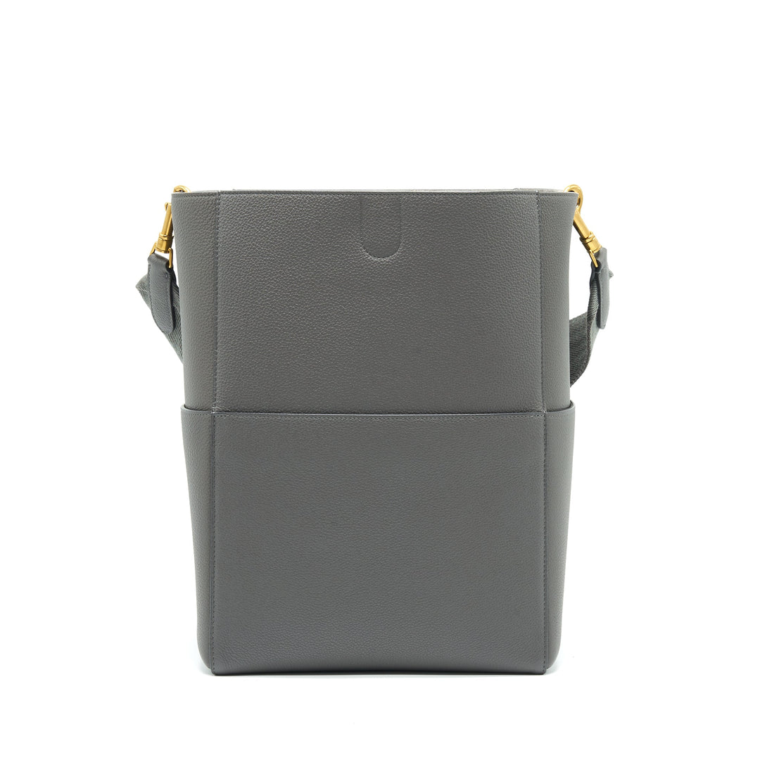 Top Quality Celine SANGLE BUCKET BAG DARK GREY WITH BLACK STITCHING