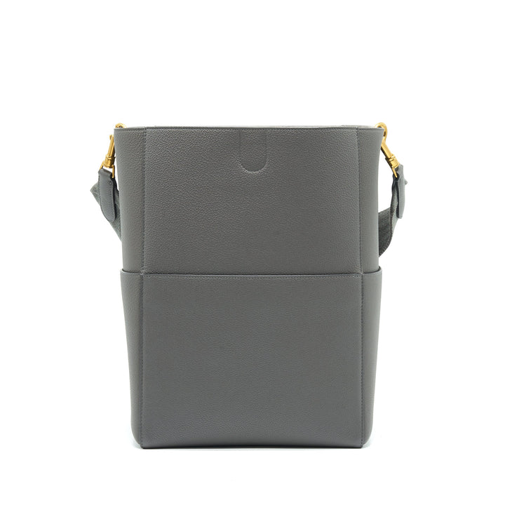 Top Quality Celine SANGLE BUCKET BAG DARK GREY WITH BLACK STITCHING