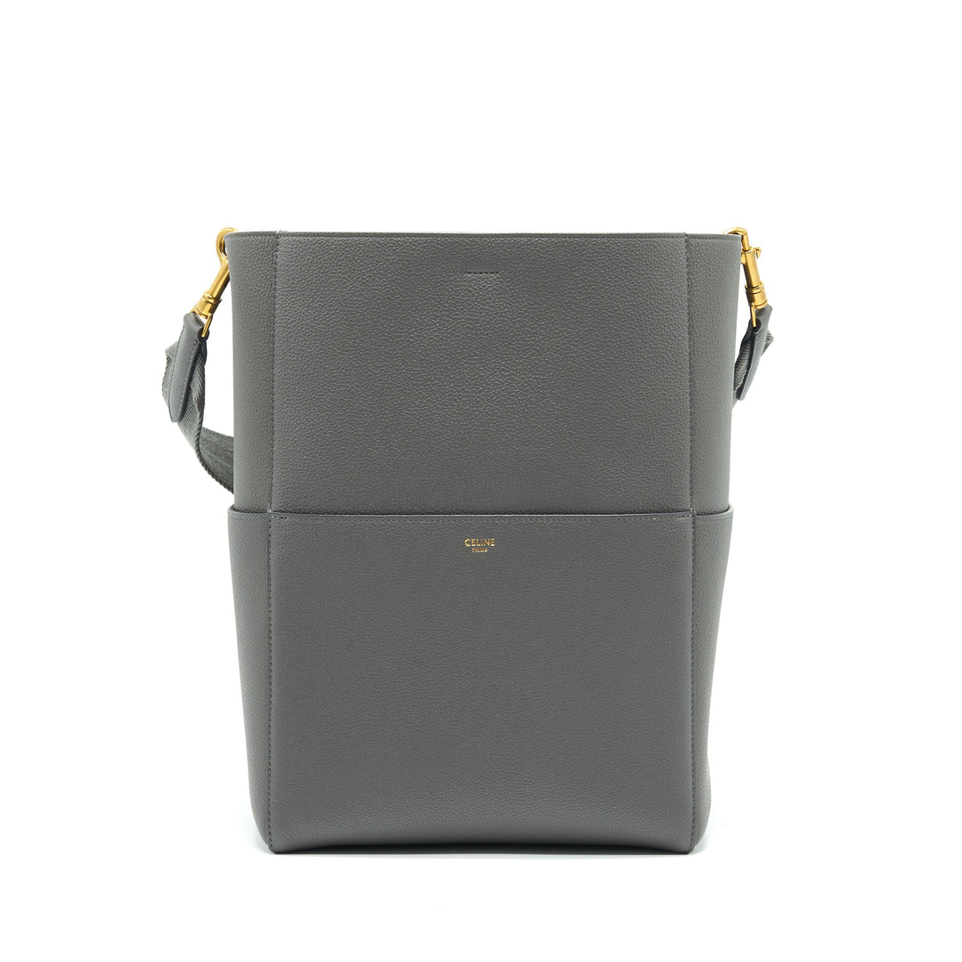 Celine SANGLE BUCKET BAG DARK GREY WITH BLACK STITCHING