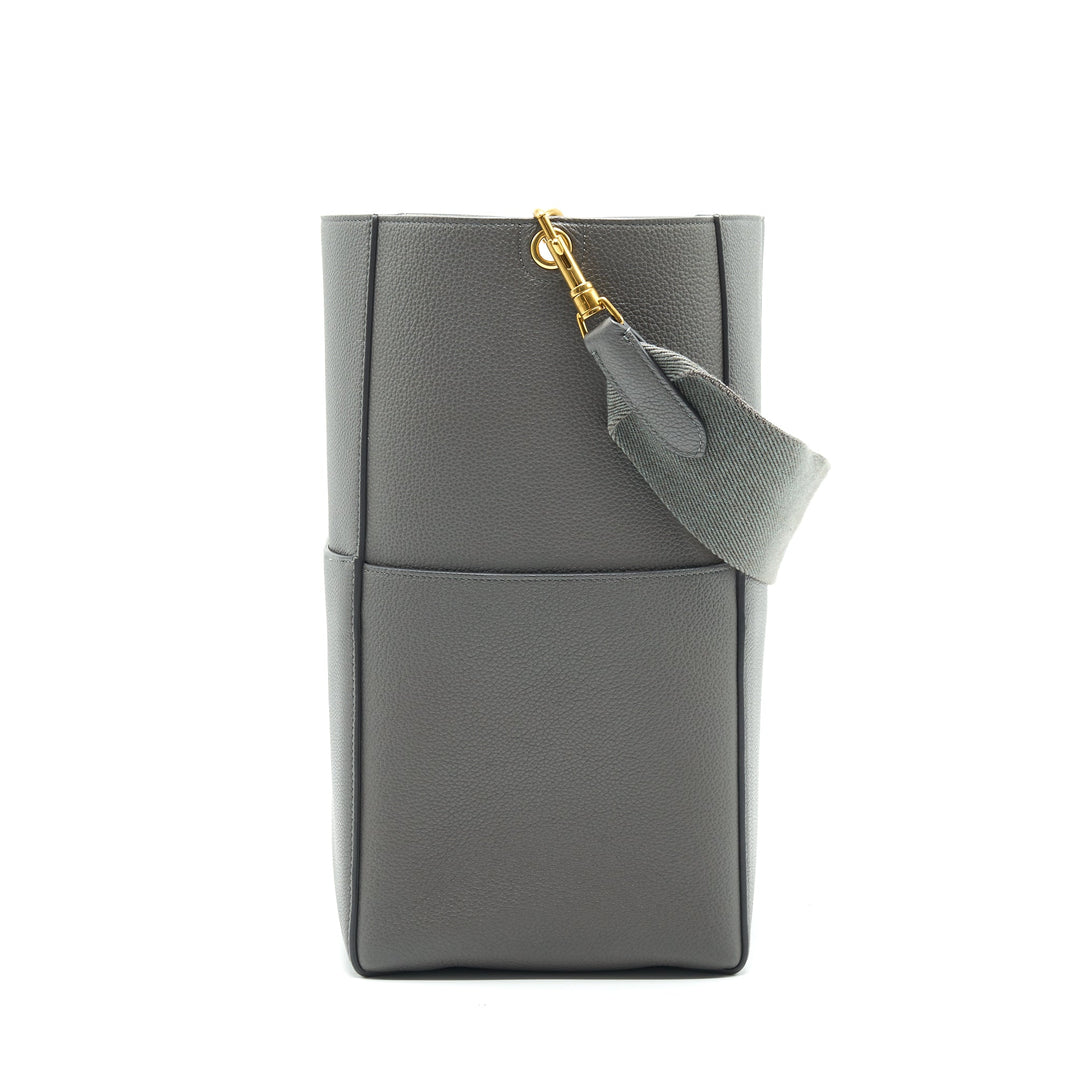 Top Quality Celine SANGLE BUCKET BAG DARK GREY WITH BLACK STITCHING