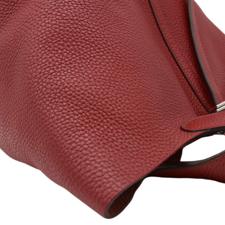 Hermes Picotin Lock 22 Taurillon Clemence Leather Hobo Bag Red