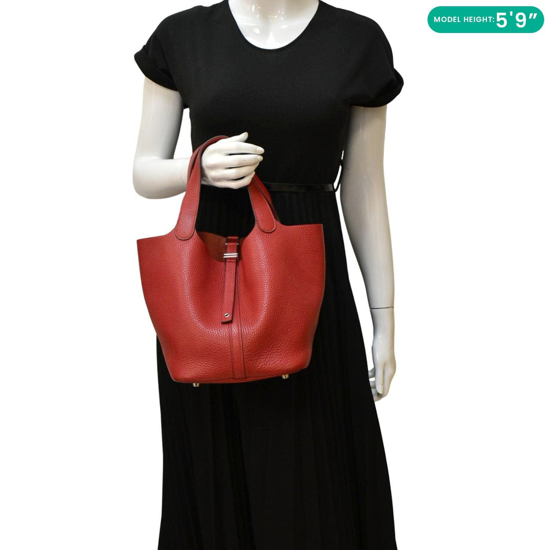 Top quality Hermes Picotin Lock 22 Taurillon Clemence Leather Hobo Bag Red