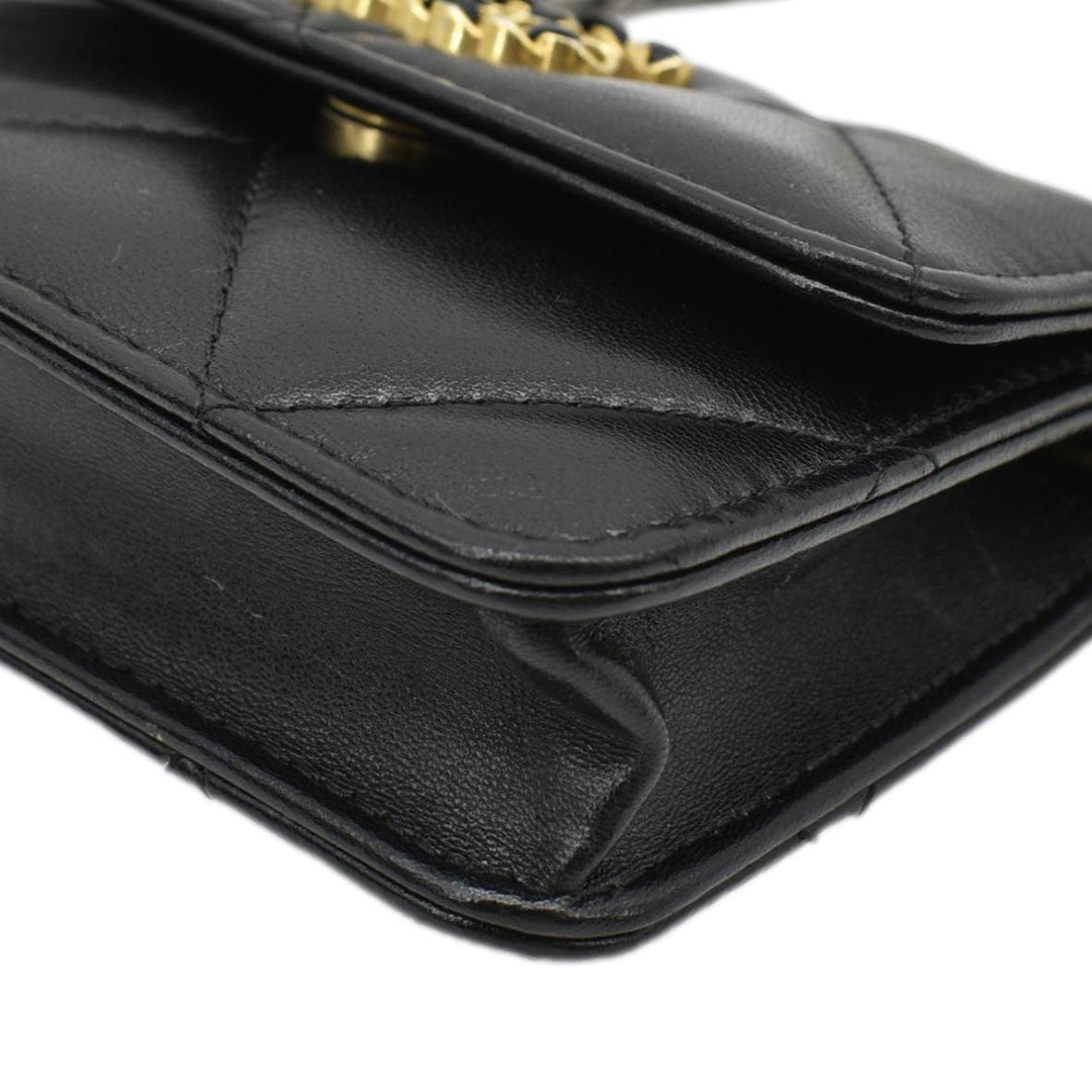 Top Quality Chanel 19 Flap Coin Purse Quilted Leather Chain Shoulder Bag Black