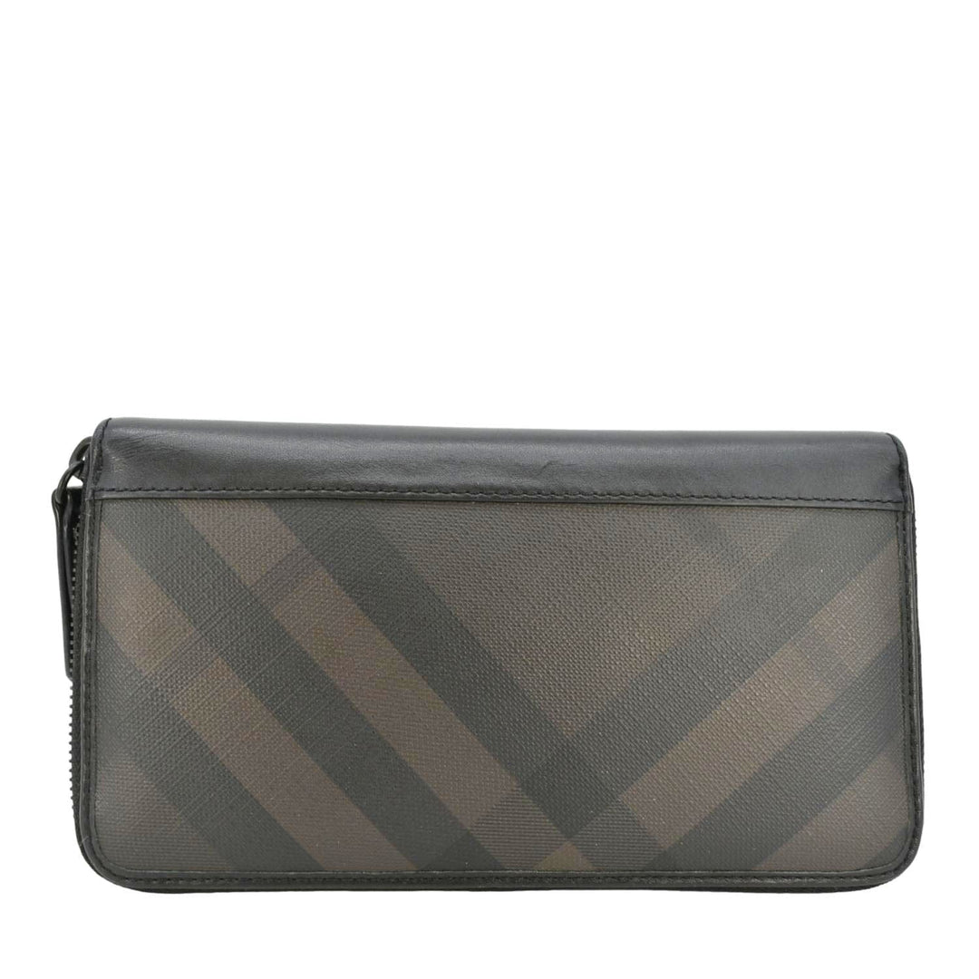 Burberry Check Canvas Zip Around Wallet Grey