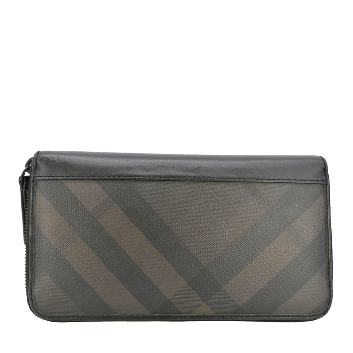 Burberry Check Canvas Zip Around Wallet Grey
