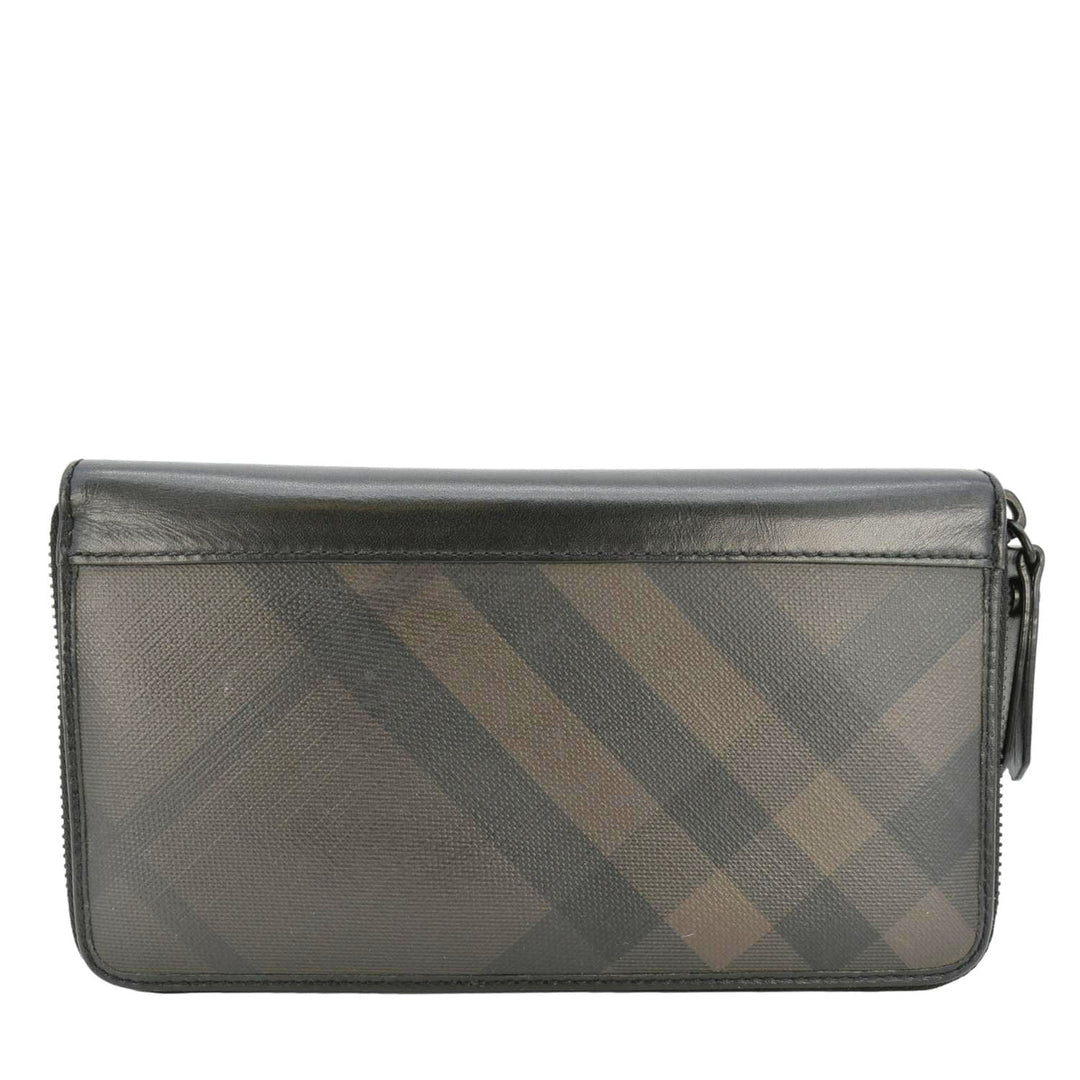 Burberry Check Canvas Zip Around Wallet Grey