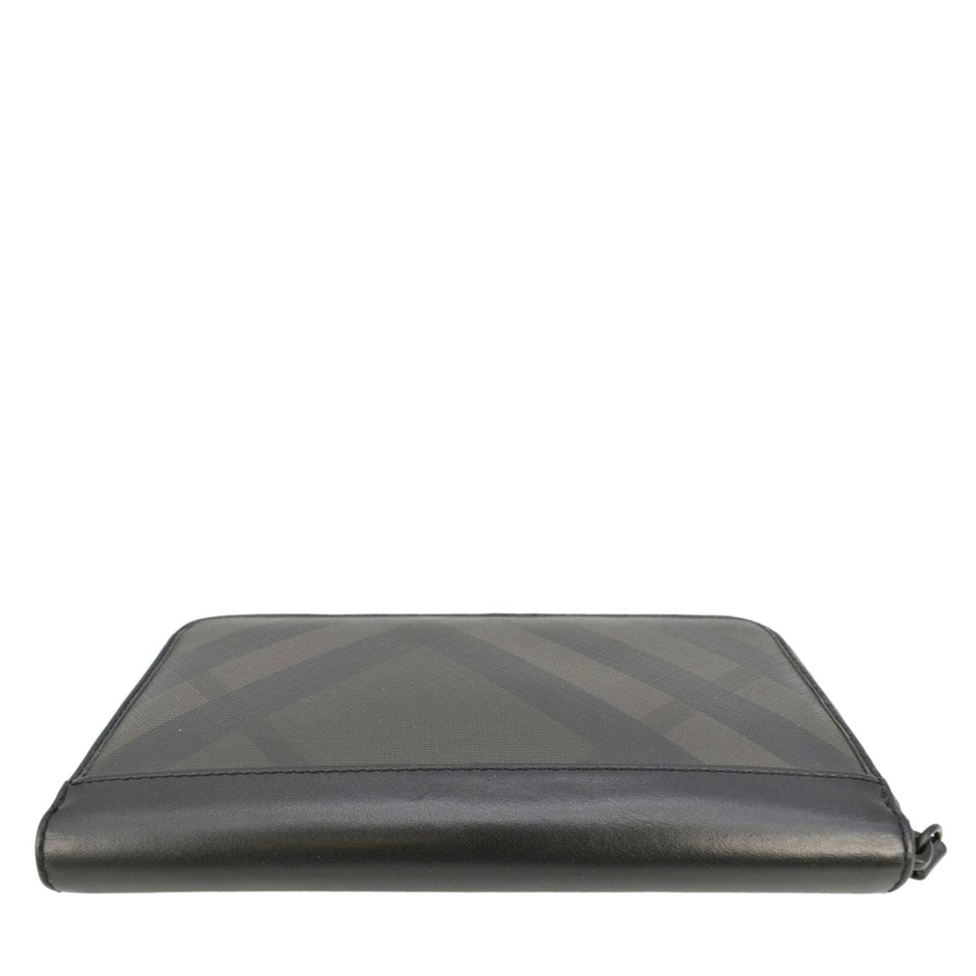 Burberry Check Canvas Zip Around Wallet Grey