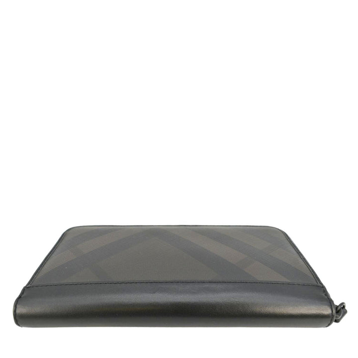Burberry Check Canvas Zip Around Wallet Grey