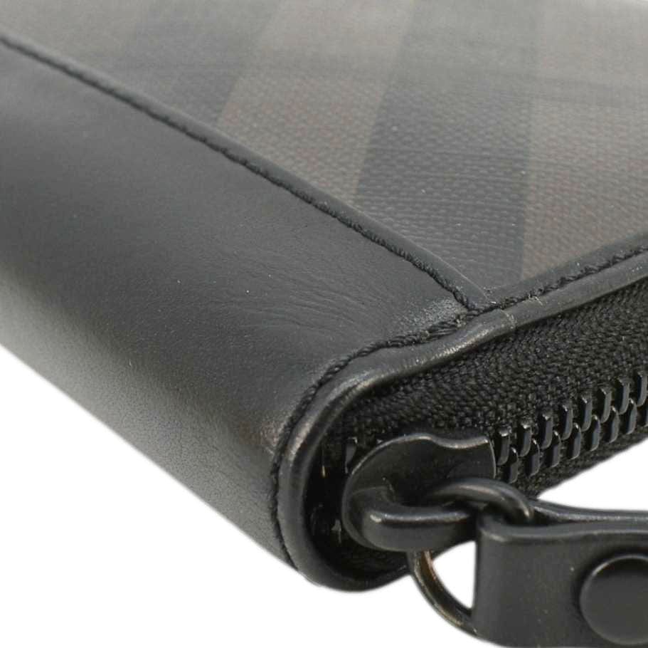 Burberry Check Canvas Zip Around Wallet Grey