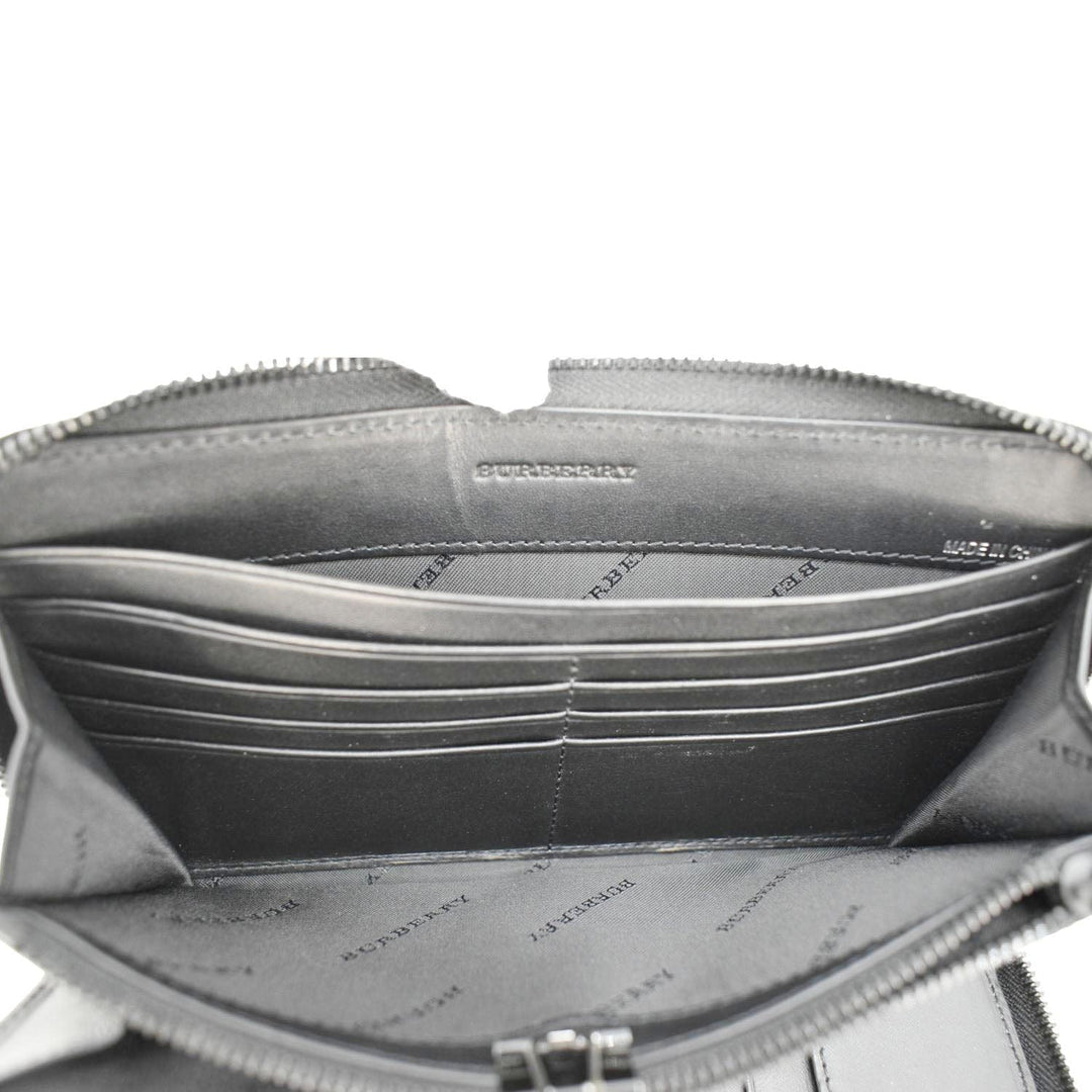 Burberry Check Canvas Zip Around Wallet Grey