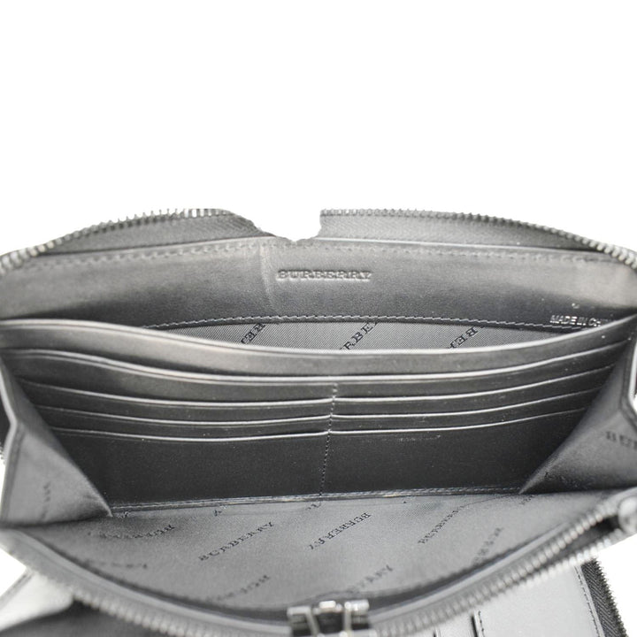 Burberry Check Canvas Zip Around Wallet Grey