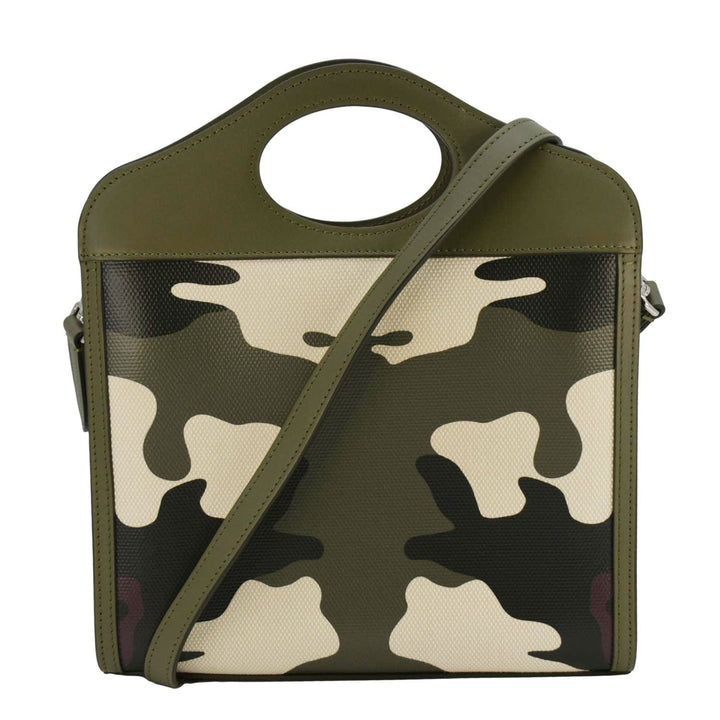 Burberry Camouflage Mini Print Canvas Pocket Crossbody Bag Olive Green