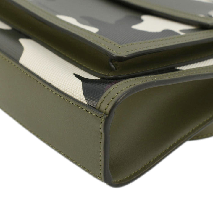 Burberry Camouflage Mini Print Canvas Pocket Crossbody Bag Olive Green