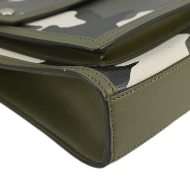 Burberry Camouflage Mini Print Canvas Pocket Crossbody Bag Olive Green