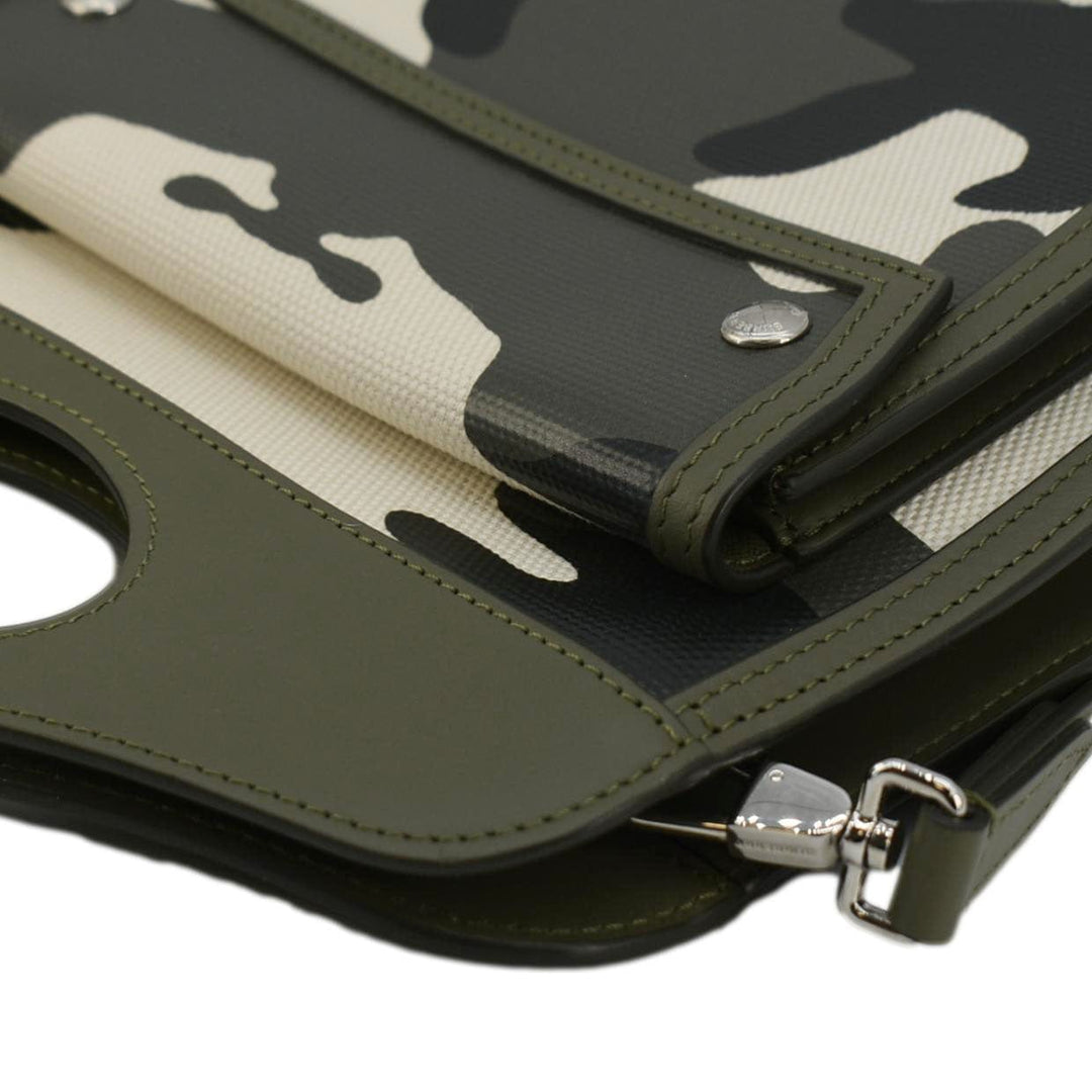 Burberry Camouflage Mini Print Canvas Pocket Crossbody Bag Olive Green